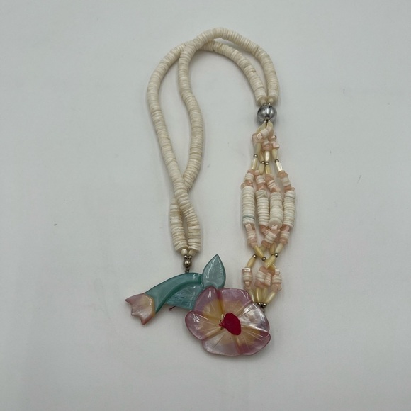 Inlay Pendant Asymmetrical Statement Necklace - Picture 2 of 9